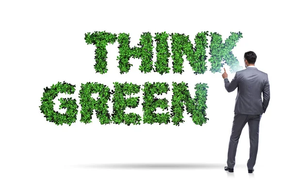 Empresário em pensar conceito verde — Fotografia de Stock