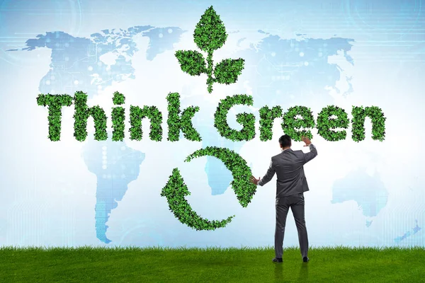 Businessman in think green concept — Stock Photo, Image