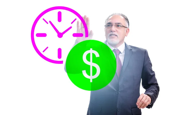 L'uomo d'affari nel tempo è il concetto di denaro — Foto Stock
