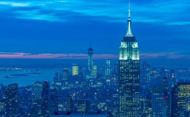 Günbatımında New York Manhattan manzarası