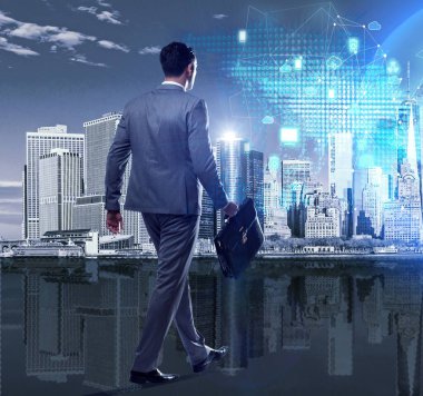 Bulut bilgi işlem kavram yürümeye İşadamı