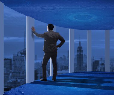 3d ön taraftaki işadamı oluşturulmuş pencereler