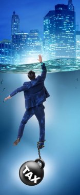 Yüksek vergiler kavramında boğulan iş adamı