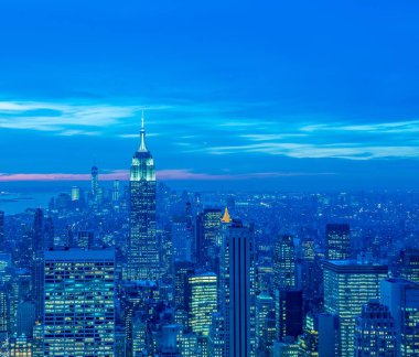 Günbatımında New York Manhattan manzarası