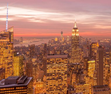 Günbatımında New York Manhattan manzarası