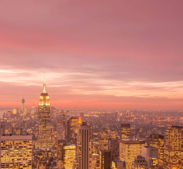 Vista de Nueva York Manhattan durante el atardecer — Foto de Stock