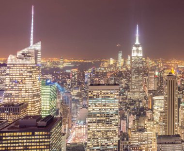 Günbatımında New York Manhattan manzarası