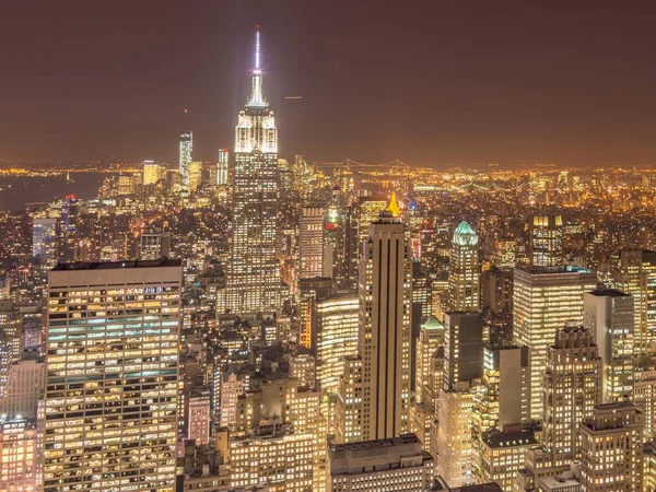 Vista de Nueva York Manhattan durante el atardecer — Foto de Stock