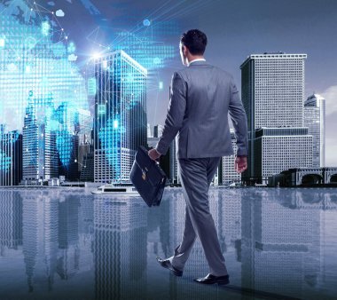 Bulut bilgi işlem kavram yürümeye İşadamı