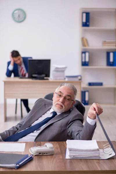 Två manliga anställda som arbetar på kontoret — Stockfoto