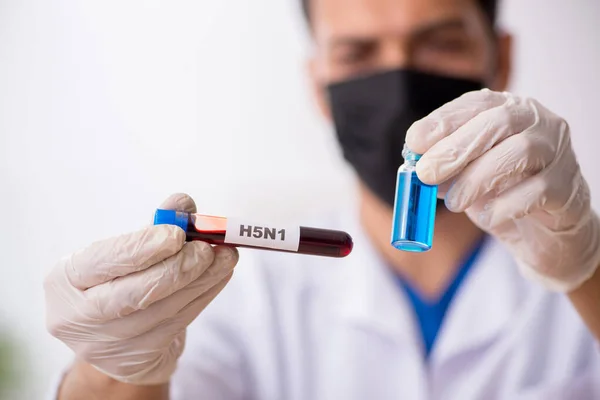 Bioquímico masculino joven analizando muestras de sangre — Foto de Stock