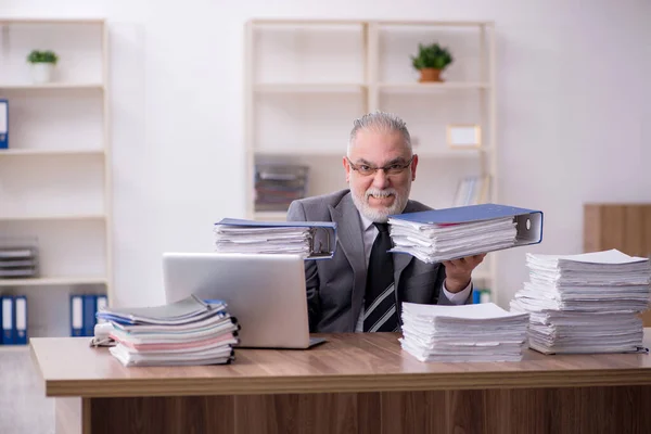 Old male employee working in the office — Stock Photo, Image