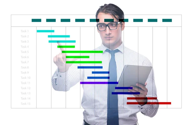 Üzletember a projektmenedzsment koncepcióban — Stock Fotó