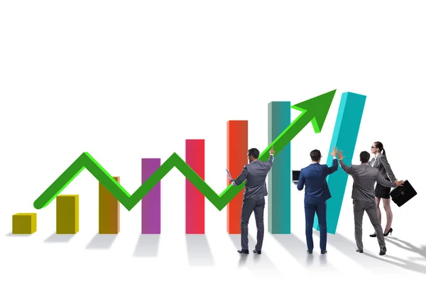 Empresários que apoiam o crescimento económico no gráfico — Fotografia de Stock