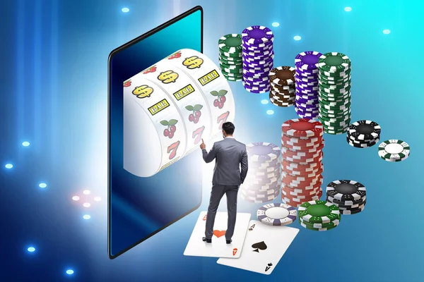 Zakenman in online casino concept — Stockfoto