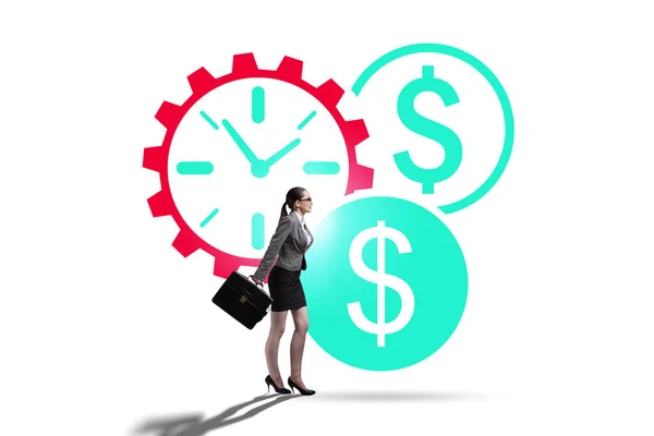 Tid är pengar koncept med affärskvinna — Stockfoto
