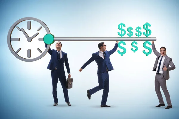 Tijd is geld concept met zakenman en sleutel — Stockfoto