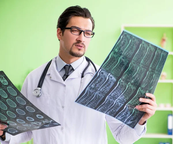 Radiologe untersucht Röntgenbild im Krankenhaus — Stockfoto