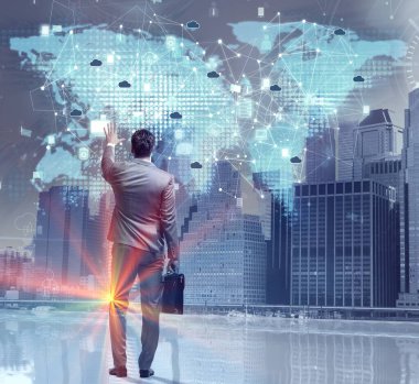 Bulut hesaplama kavramında genç iş adamı