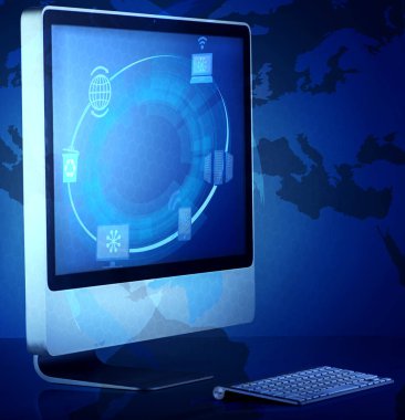 Bilgisayar ekranında bulut bilgi işlem kavramı