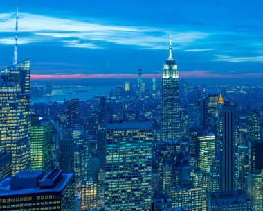 Günbatımında New York Manhattan manzarası