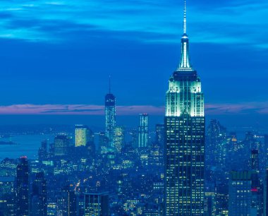 Günbatımında New York Manhattan manzarası