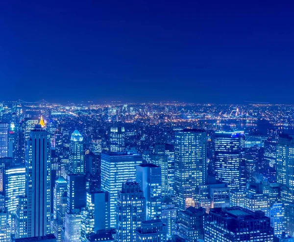 Uitzicht op New York Manhattan tijdens zonsondergang — Stockfoto