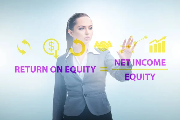 Businesswoman in return on equity concept — Stock Photo, Image