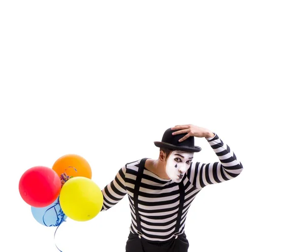 Mime med ballonger isolerade på vit bakgrund — Stockfoto