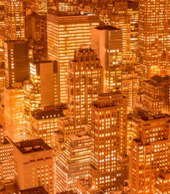 Günbatımında New York Manhattan 'ın gece manzarası