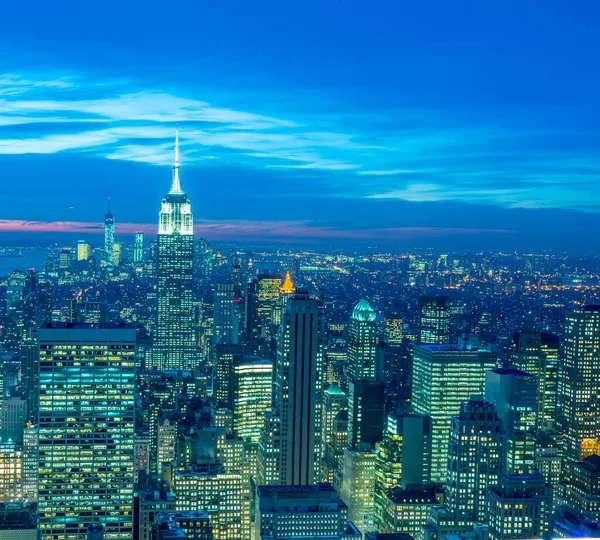 Blick auf New York Manhattan bei Sonnenuntergang — Stockfoto