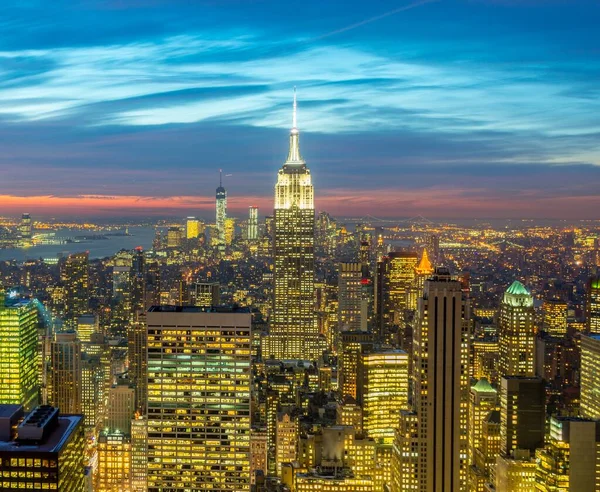 Blick auf New York Manhattan bei Sonnenuntergang — Stockfoto