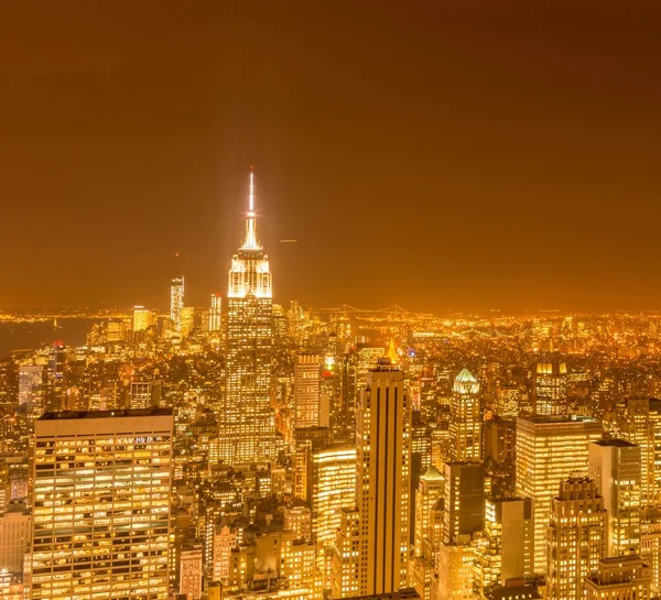 Blick auf New York Manhattan bei Sonnenuntergang — Stockfoto