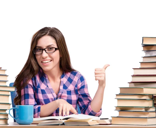 Jovem Estudante Preparando Para Exames Escolares — Fotografia de Stock