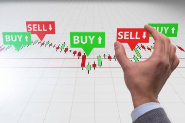 İş adamıyla çevrimiçi ticaret kavramı