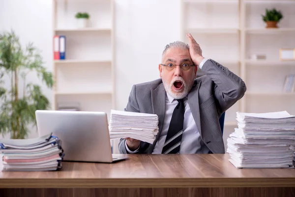 Viejo empleado que trabaja en la oficina —  Fotos de Stock