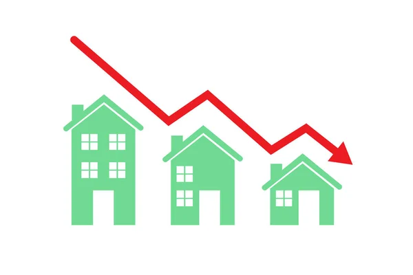 Иллюстрация пузыря рынка недвижимости с домами и графиком — стоковое фото