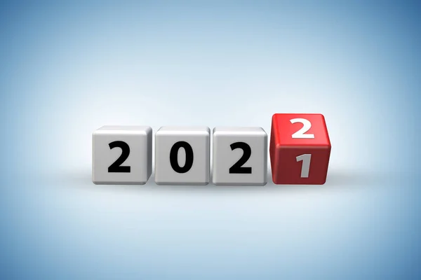 Concetto di cambiare l'anno dal 2021 al 2022 - rendering 3d — Foto Stock