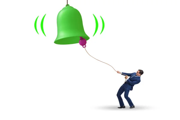 Obchodník zvoní na zvonek v případě nebezpečí — Stock fotografie