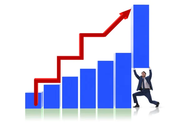 Empresário apoiando o crescimento econômico no gráfico — Fotografia de Stock