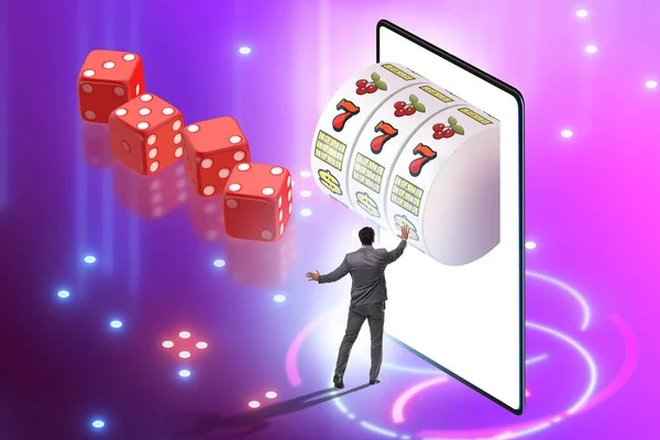 Zakenman in online casino concept — Stockfoto