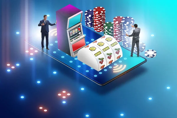 Empresário no conceito de casino online — Fotografia de Stock