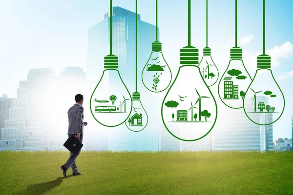 Grünes ökologisches Konzept mit Geschäftsleuten denken — Stockfoto