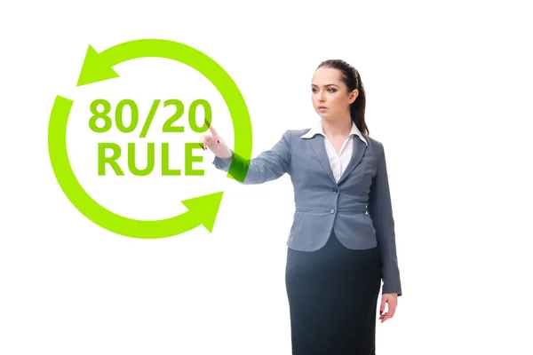 Businesswoman in pareto rule illustration — Stock Photo, Image