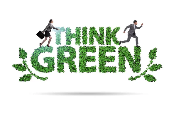 Biznesmen w koncepcji think green — Zdjęcie stockowe