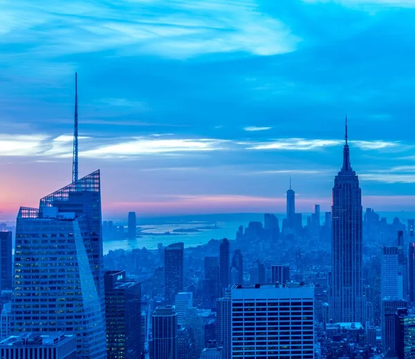 해 가질 때의 뉴욕 맨해튼 전경 — 스톡 사진