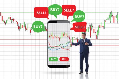 İş adamıyla çevrimiçi ticaret kavramı