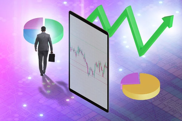 Visualisatie concept met grafieken en zakenman — Stockfoto