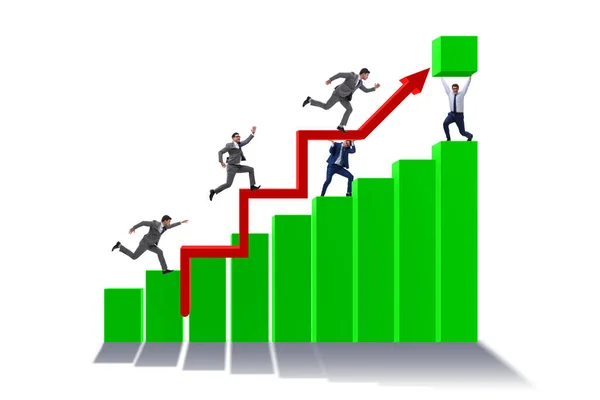 Zakenman ondersteunt economische groei op grafiek — Stockfoto