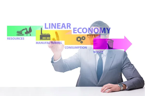 Conceito de economia linear com empresário — Fotografia de Stock